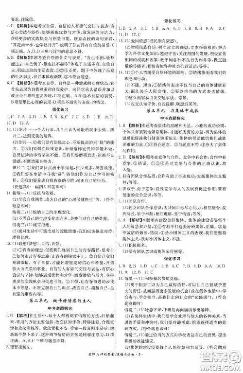 安徽师范大学出版社2020木牍教育安徽中考总复习名师A计划道德与法治答案