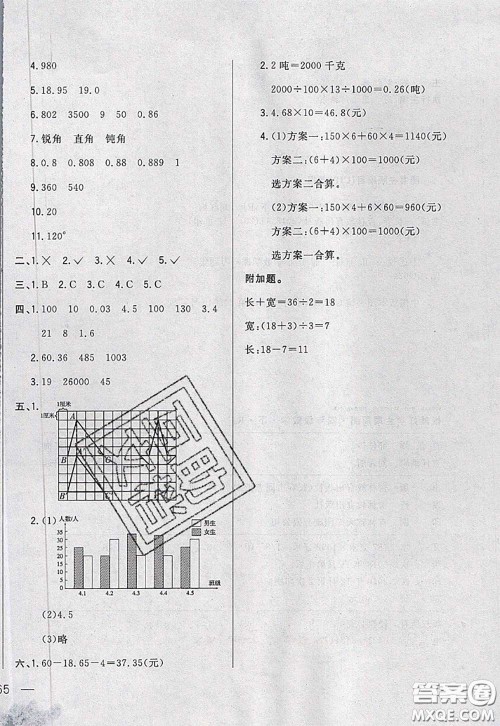 2020新版悦然好学生周周测四年级数学下册人教版答案