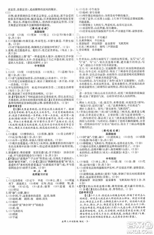 安徽师范大学出版社2020木牍教育安徽中考总复习名师A计划语文答案