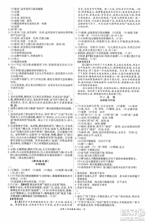 2020木牍教育安徽中考总复习名师A计划强化练习册语文答案