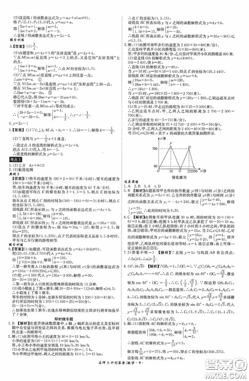 2020木牍教育安徽中考总复习名师A计划强化练习册数学答案