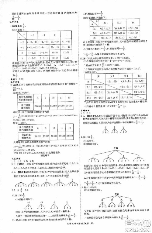 2020木牍教育安徽中考总复习名师A计划强化练习册数学答案