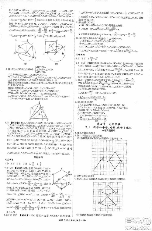 2020木牍教育安徽中考总复习名师A计划强化练习册数学答案