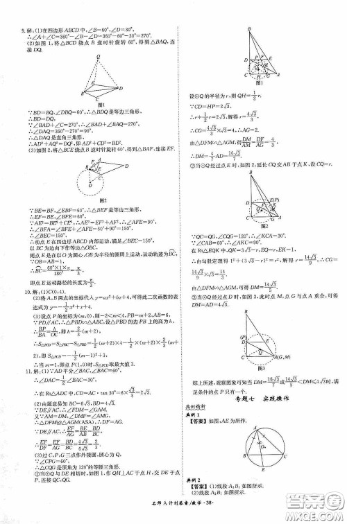 2020木牍教育安徽中考总复习名师A计划强化练习册数学答案