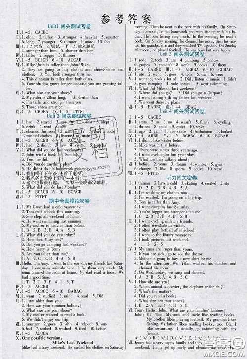 2020新版100分闯关期末冲刺六年级英语下册人教版答案