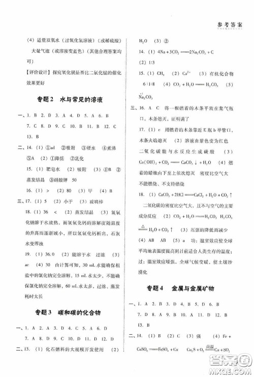 辽海出版社2020辽海备考中考总复习化学答案