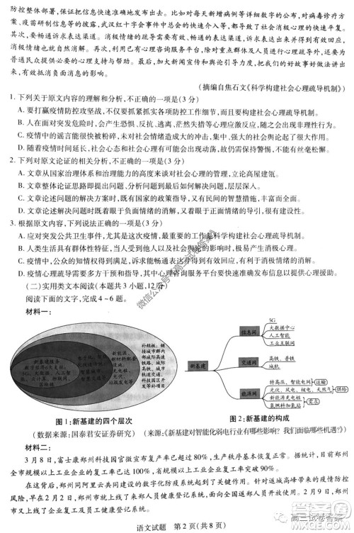 天一大联考2019-2020学年高中毕业班阶段性测试六语文试题及答案