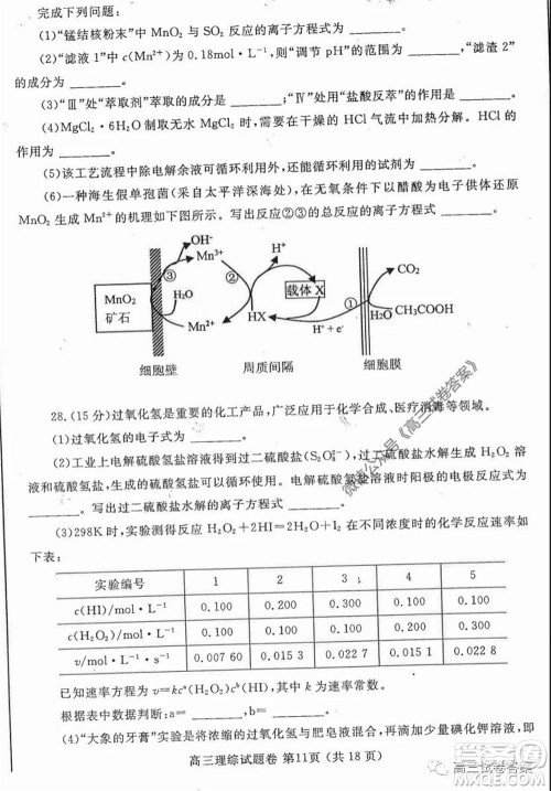 郑州三模2020年高中毕业年级第三次质量预测理科综合试题及答案