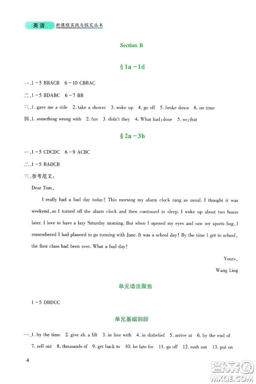 四川教育出版社2020新课程实践与探究丛书九年级英语下册人教版答案