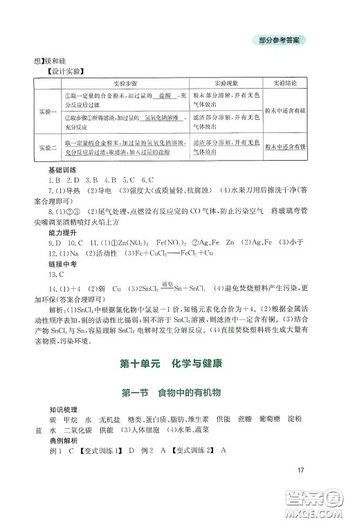 四川教育出版社2020新课程实践与探究丛书九年级化学下册山东教育版答案