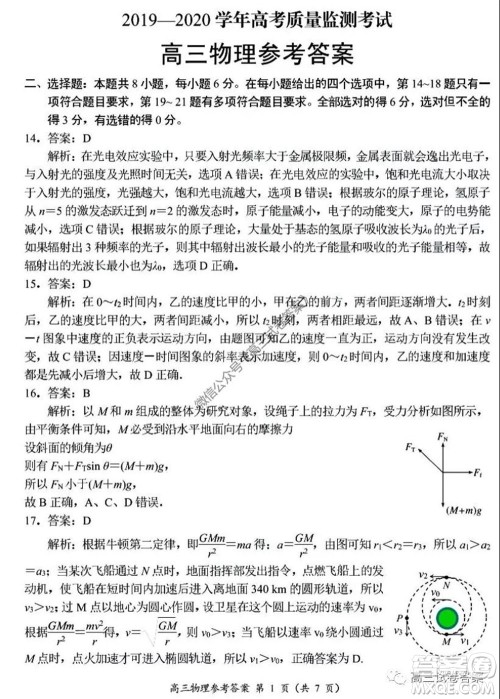 肇庆2019-2020学年高考质量监测考试高三理科综合试题及答案 肇庆2019-2020学年高考质量监测考试高三理科综合试题及答案