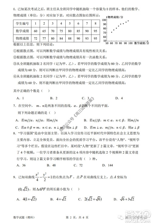 惠州市2020届高三模拟考试理科数学试题及答案 惠州市2020届高三模拟考试理科数学试题及答案