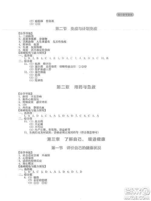 四川教育出版社2020新课程实践与探究丛书八年级生物下册人教版答案