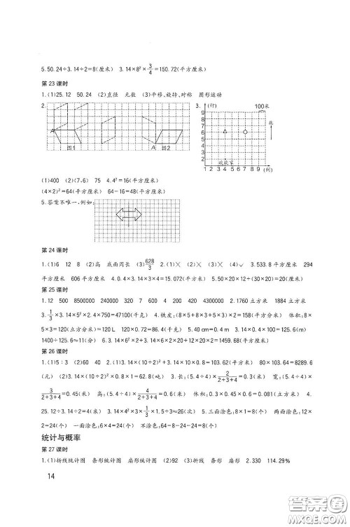 四川教育出版社2020新课标小学生学习实践园地六年级数学下册西师大版答案