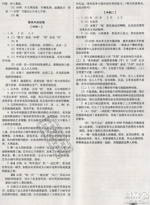 2020春聚能闯关100分期末复习冲刺卷八年级语文下册人教版答案 2020春聚能闯关100分期末复习冲刺卷八年级语文下册人教版答案