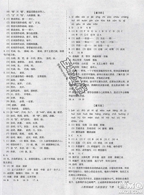 2020春聚能闯关100分期末复习冲刺卷九年级语文下册人教版答案
