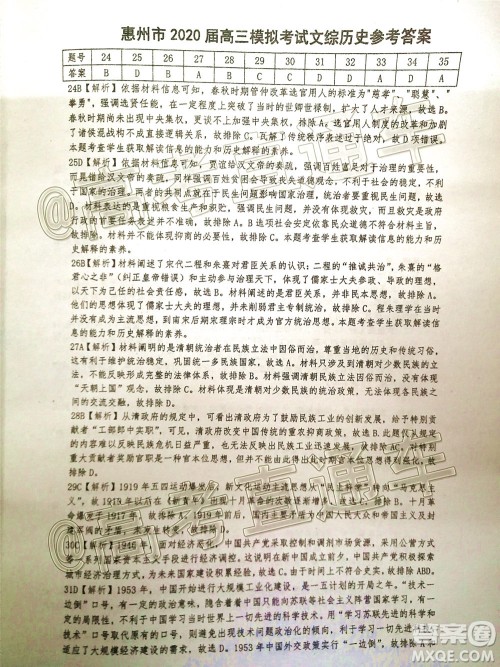 惠州市2020届高三模拟考试文科综合试题及答案 惠州市2020届高三模拟考试文科综合试题及答案