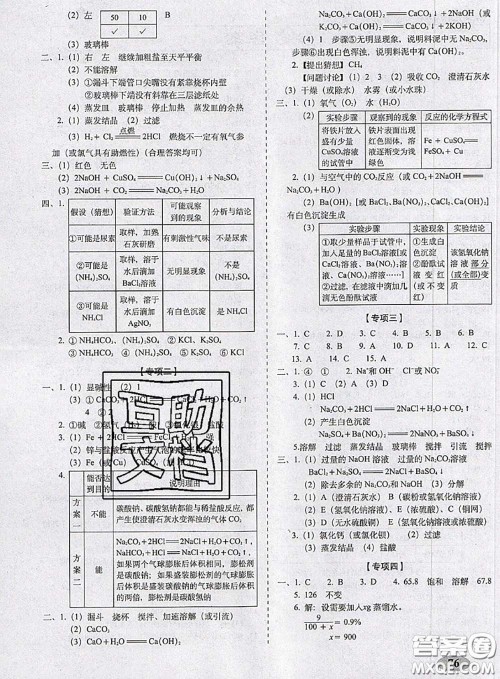 2020春聚能闯关100分期末复习冲刺卷九年级化学下册沪教版答案