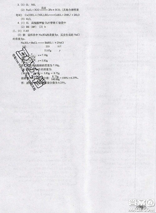 2020春聚能闯关100分期末复习冲刺卷九年级化学下册沪教版答案