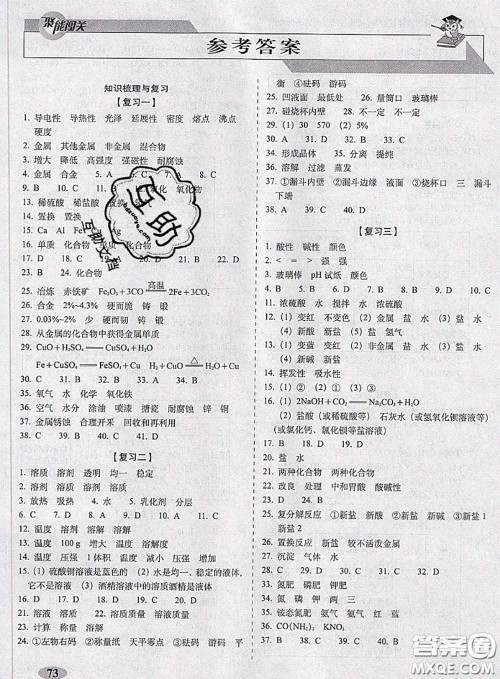 2020春聚能闯关100分期末复习冲刺卷九年级化学下册科粤版答案