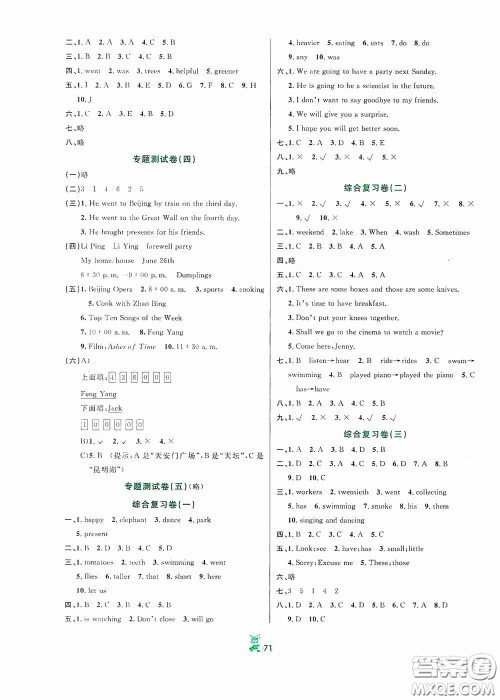延边人民出版社2020百分金卷夺冠密题创变新测试六年级英语下册人教版答案 延边人民出版社2020百分金卷夺冠密题创变新测试六年级英语下册人教版答案