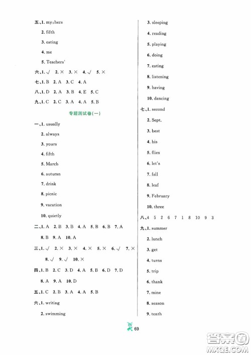 延边人民出版社2020百分金卷夺冠密题创变新测试五年级英语下册人教版答案 延边人民出版社2020百分金卷夺冠密题创变新测试五年级英语下册人教版答案