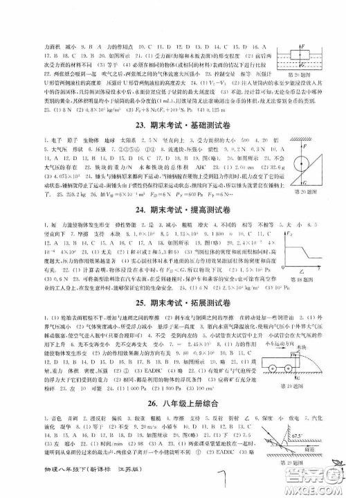 东南大学出版社2020江苏密卷八年级物理下册江苏版答案 东南大学出版社2020江苏密卷八年级物理下册江苏版答案