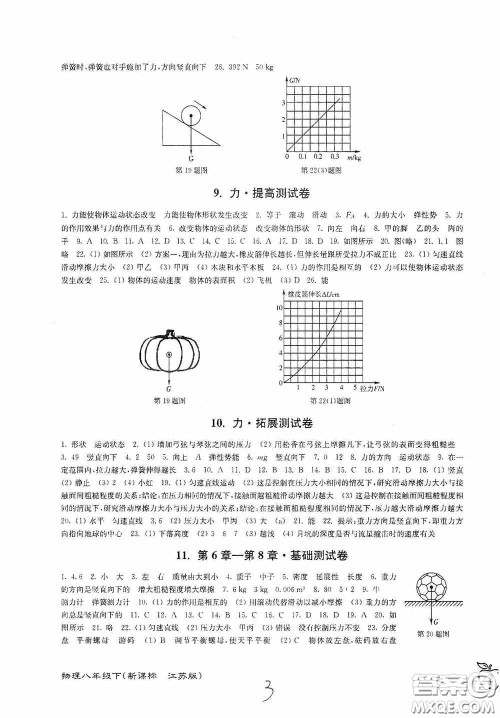 东南大学出版社2020江苏密卷八年级物理下册江苏版答案