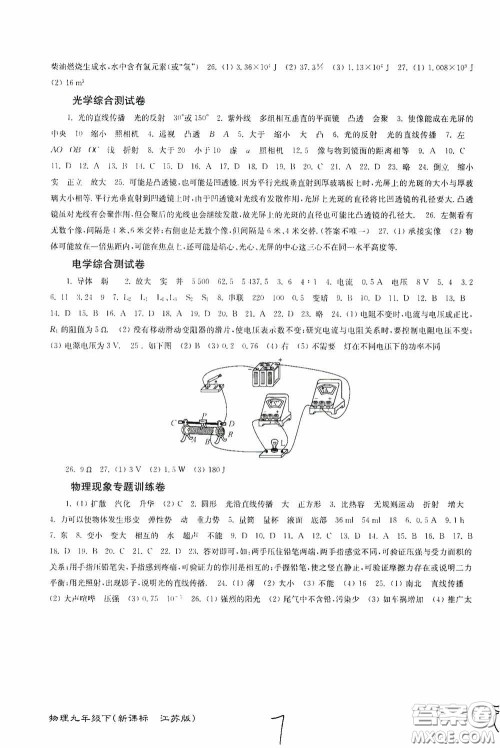 东南大学出版社2020江苏密卷九年级物理下册江苏版答案 东南大学出版社2020江苏密卷九年级物理下册江苏版答案