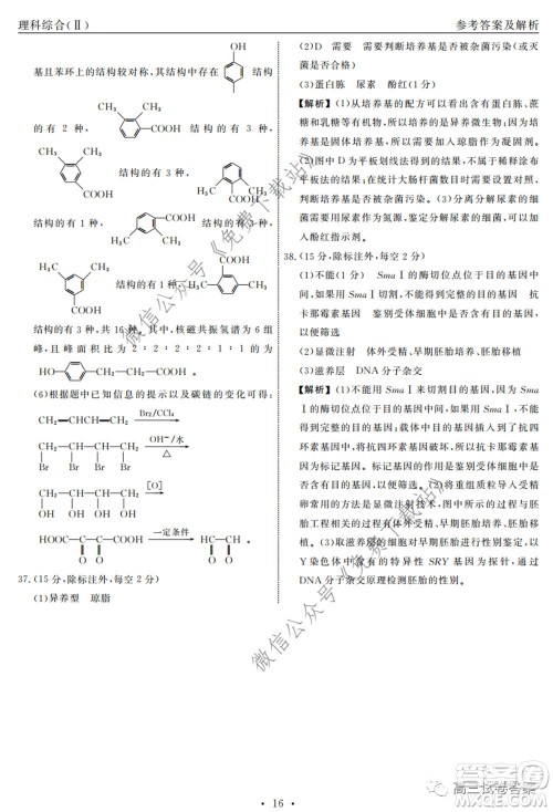 衡中同卷押题卷二2020年普通高等学校招生全国统一考试模拟试题理科综合试题及答案