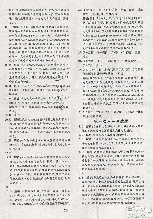 2020新版黄冈360度定制密卷七年级生物下册人教版答案 2020新版黄冈360度定制密卷七年级生物下册人教版答案