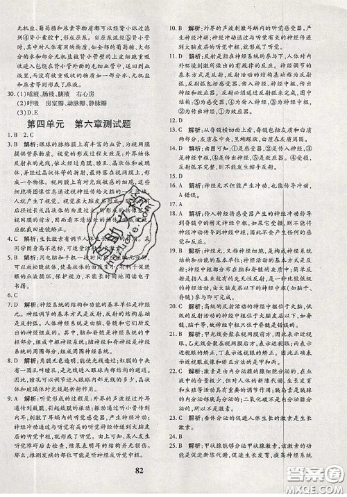 2020新版黄冈360度定制密卷七年级生物下册人教版答案 2020新版黄冈360度定制密卷七年级生物下册人教版答案