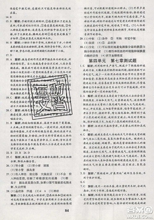 2020新版黄冈360度定制密卷七年级生物下册人教版答案 2020新版黄冈360度定制密卷七年级生物下册人教版答案