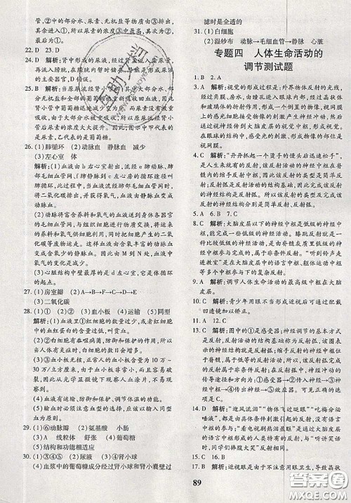 2020新版黄冈360度定制密卷七年级生物下册人教版答案 2020新版黄冈360度定制密卷七年级生物下册人教版答案