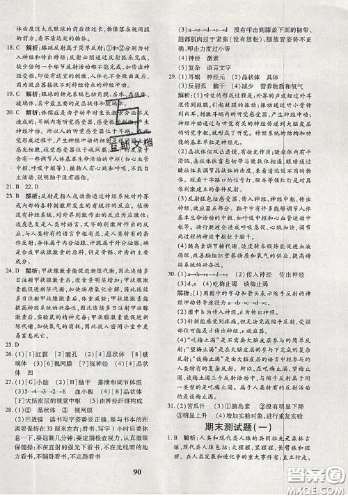 2020新版黄冈360度定制密卷七年级生物下册人教版答案 2020新版黄冈360度定制密卷七年级生物下册人教版答案