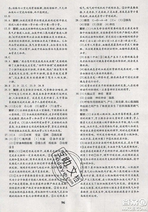 2020新版黄冈360度定制密卷七年级生物下册人教版答案 2020新版黄冈360度定制密卷七年级生物下册人教版答案