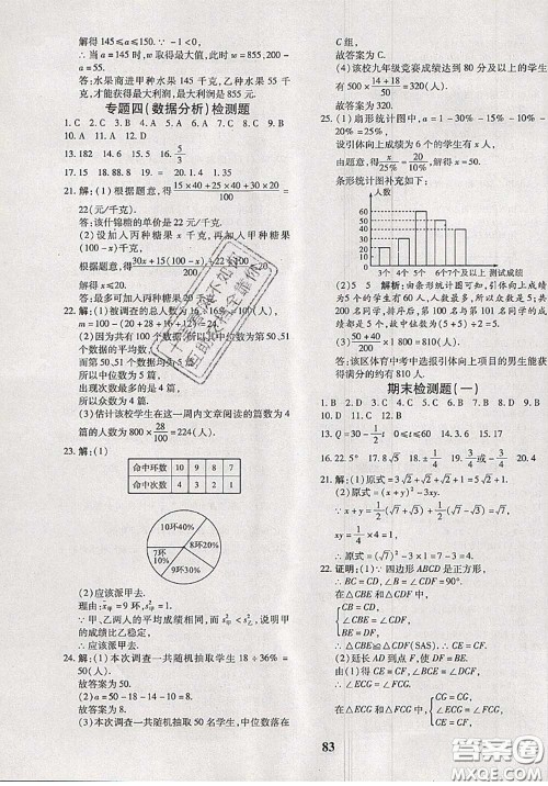 2020新版黄冈360度定制密卷八年级数学下册人教版答案