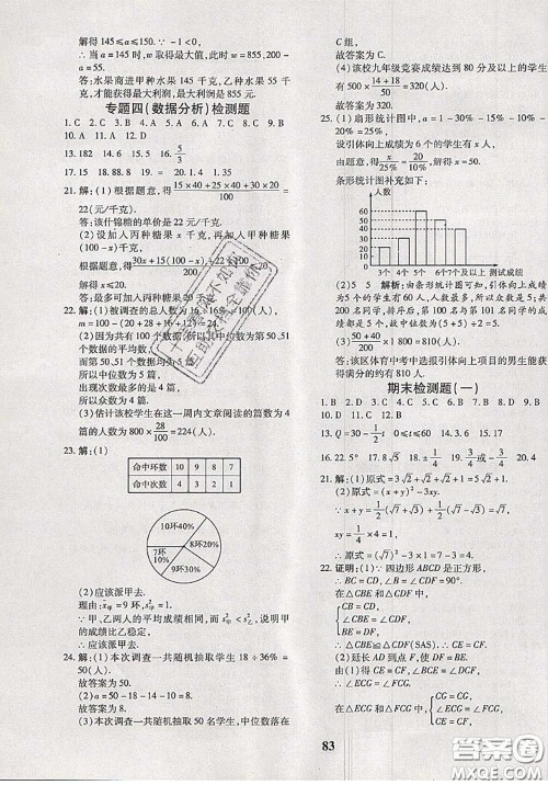 2020新版黄冈360度定制密卷八年级数学下册人教版答案 2020新版黄冈360度定制密卷八年级数学下册人教版答案