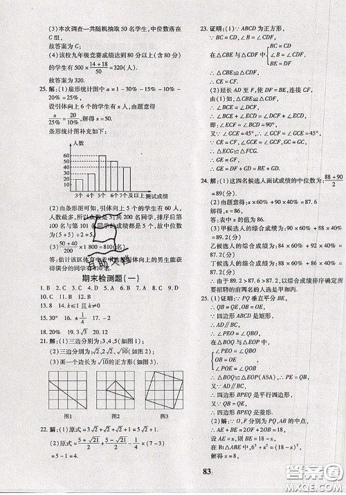 2020新版黄冈360度定制密卷八年级数学下册沪科版答案