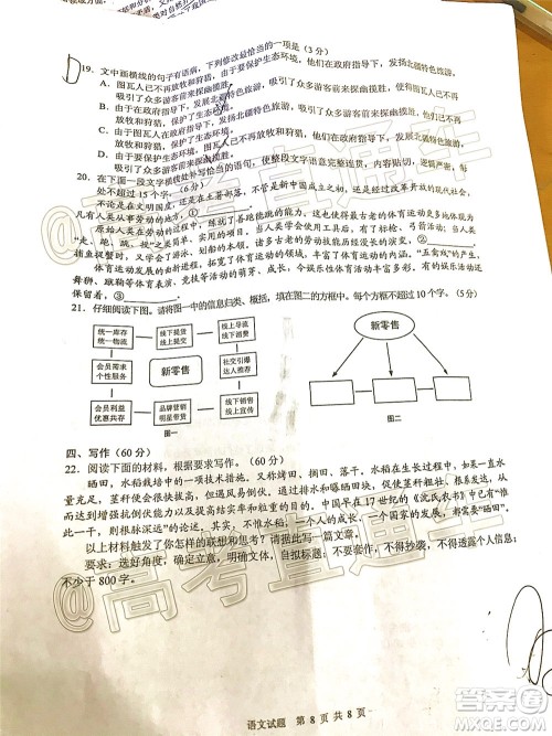 2020年马鞍山市高中毕业班第三次教学质量监测语文试题及答案