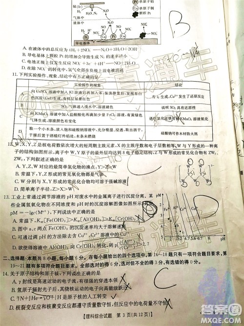 2020年莆田市高中毕业班第三次教学质量检测理科综合试题及答案 2020年莆田市高中毕业班第三次教学质量检测理科综合试题及答案