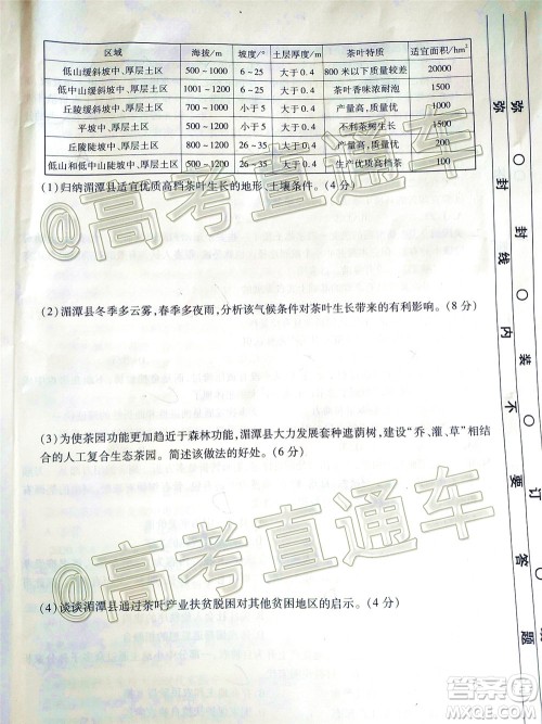 茂名市2020届五校联盟高三级第二次联考文科综合试题及答案 茂名市2020届五校联盟高三级第二次联考文科综合试题及答案
