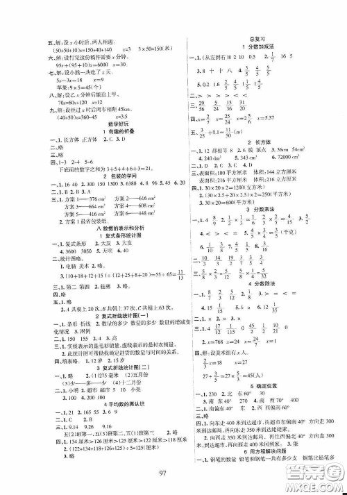 吉林教育出版社2020春雨教育优佳随堂练五年级数学下册北师大版答案