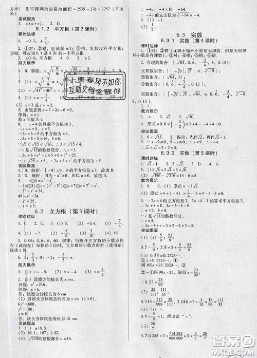 2020新版南方新课堂金牌学案七年级数学下册人教版答案