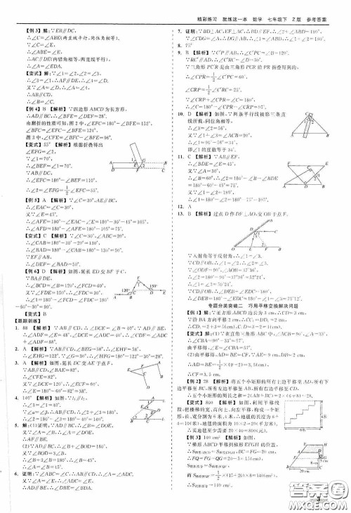浙江工商大学出版社2020精彩练习就练这一本七年级数学下册Z版B本答案