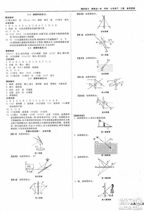 浙江工商大学出版社2020精彩练习就练这一本七年级科学下册Z版A本答案