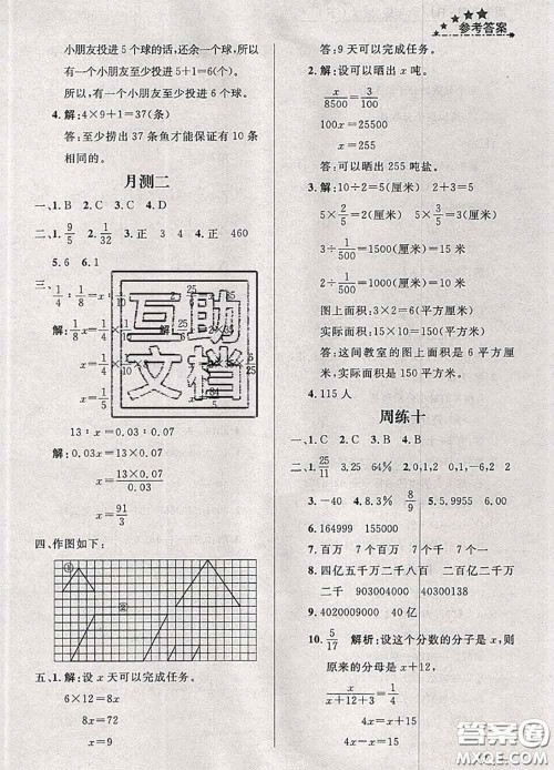 钟书金牌2020春过关冲刺100分六年级数学下册人教版答案