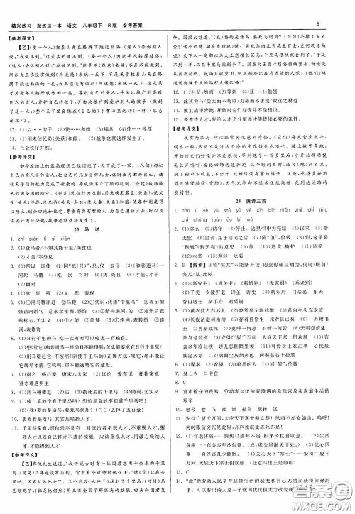 浙江工商大学出版社2020精彩练习就练这一本八年级语文下册R版答案