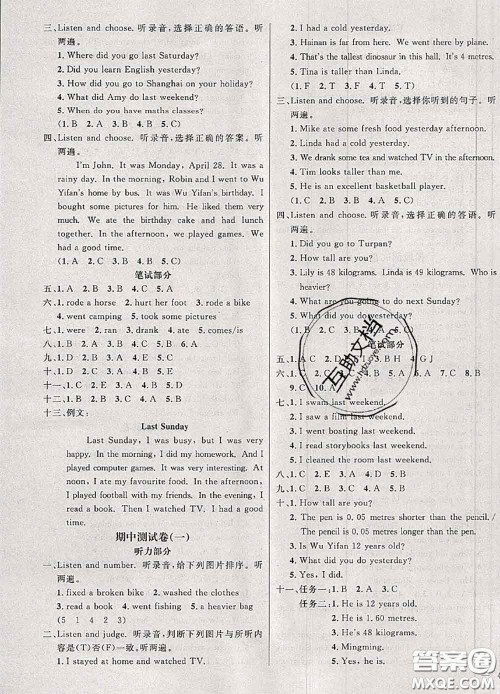 钟书金牌2020春过关冲刺100分六年级英语下册人教版答案
