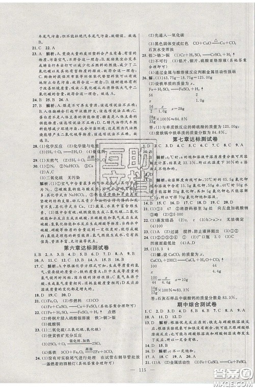 2020年亮点激活中学教材多元演练九年级化学下册粤教版答案